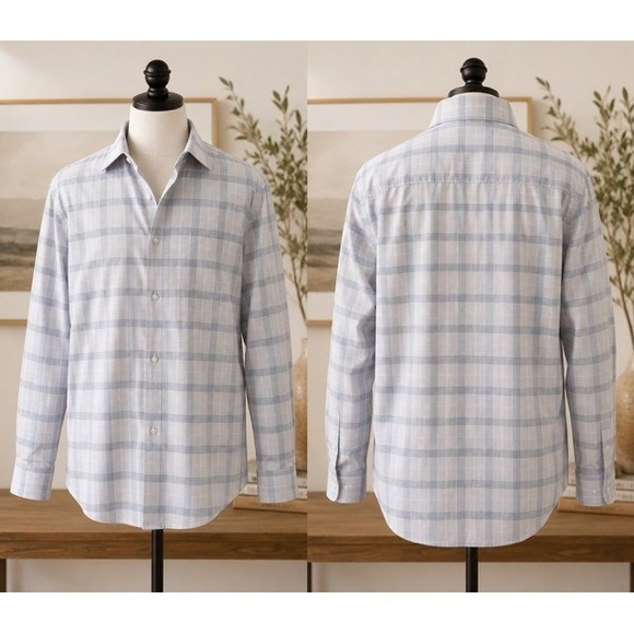 Calvin Klein Other - Calvin Klein Mens XL Wrinkle Free Stretch Regular Fit Plaid Button Shirt Blue